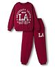 Pine Kids Looper Knit Full Sleeves Winter Wear Suit Set with California University League Print - Scarlet Smile Maroon