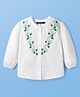 Pine Kids Cotton Woven Full Sleeves Front Open Top with Floral Embroidery - White