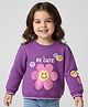 Babyhug Cotton Knit Drop Shoulder Full Sleeves Pullover Sweatshirt with Smiley Graphics - Purple