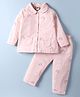 Teddy Sinker Knit Full Sleeves Co-Ord Night Suit with Rainbow Print - Pink