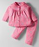 Teddy Sinker Knit Full Sleeves Co-ords Night Suit With Animal Print - Pink