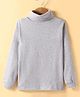 Teddy Cotton Knit Full Sleeves Turtle Neck T-Shirt - Grey