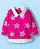 Babyhug Cotton Knit Full Sleeves Sweatshirt With Foil Star Print - Dark Pink