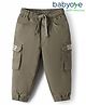 Babyoye Cotton Lycra Woven Solid Color Trousers with Cargo Pockets - Olive Green