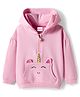 Babyhug Cotton Knit Full Drop Shoulder Sleeves Hooded Sweatshirt with Kangaroo Pocket & Unicorn Graphics - Pink