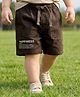 Babyoye 100% Cotton Woven Shorts With Text Print - Brown
