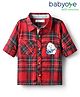 Babyoye 100% Cotton Full Sleeves Checks Shirt With Animal Print - Red