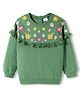 Babyhug Cotton Knit Full Sleeves Sweatshirt With Floral Embroidery - Green