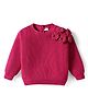 Babyhug Knit Full Sleeves Pullover Sweater with Floral Applique - Dark Pink