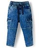 Babyhug Full Length Denim Washed Jeans with Stretch - Blue
