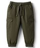 Babyhug Twill Woven Full Length Solid Colour Trouser Pant With Stretch - Olive Green