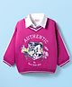 Babyhug Cotton Knit Full Sleeves Collar Neck Sweatshirt With Floral Print - Fuchsia