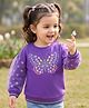 Babyhug Cotton Knit Full Sleeves Sweatshirt with Butterfly & Floral  Embroidery - Purple