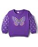 Babyhug Cotton Knit Full Sleeves Sweatshirt with Butterfly & Floral  Embroidery - Purple