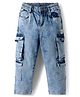 Babyhug Denim Full Length Washed Jeans With Stretch & Cargo Pocket - Blue