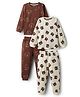 Bonfino Cotton Knit Full Sleeves Co-ords Night Suits With Animal Print Pack Of 2 - Brown & White