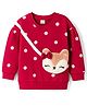 Babyhug Cotton Knit Full Sleeves Sweatshirt With Polka Dot Print & Animal Applique - Red