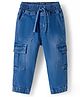 Babyhug Full Length Denim Washed Jeans with Stretch & Cargo Pockets - Light Blue