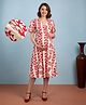 Bella Mama Woven Half Sleeves Maternity Dress With Floral Print - Off White