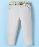 Babyhug Full Length Solid Color Denim Jeans with Stretch & Belt - White