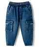 Babyhug Denim Full Length Washed Jeans With Stretch - Navy Blue