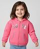 Babyhug Cotton Knit Full Sleeves Hooded Sweatjacket With Sequin Detailing & Kangaroo Pockets - Pink