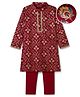 EARTHY TOUCH Single Jersey Knit Full Sleeves Kurta Pajama Set With Floral Print - Maroon