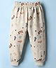 Teddy Knit Full Length Fleece & Woollen Pant With NYC Print - Beige