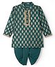 EARTHY TOUCH Single Jersey Knit Full Sleeves Kurta Dhoti Set with Floral Print - Teal Blue