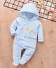 Mark & Mia Full Sleeves Winter Wear Hooded Romper With Sunshine Text Embroidery - Light Blue
