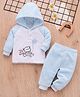 Mark & Mia Raglan Full  Sleeves Winter Wear Hooded Night Suit With Animal  Embroidery - Light Blue