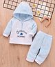 Mark & Mia Full Raglan Sleeves Winter Wear Hooded Night Suit With Text  Embroidery - Light Blue