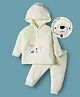 Mark & Mia Full Sleeves Winter Wear Hooded Night Suit With Bear Embriodery - Yellow