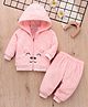 Mark & Mia Full Sleeves Winter Wear Night Suit With Bunny Ear Applique - Peach