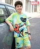 Pine Kids Marvel Single Jersey Knit Half Sleeves Drop Shoulder Tie & Dye T-Shirt & Shorts Set with Spider Man Graphics - Multicolor