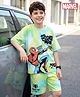 Pine Kids Marvel Single Jersey Knit Half Sleeves Drop Shoulder Tie & Dye T-Shirt & Shorts Set with Spider Man Graphics - Multicolor