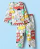 Babyhug Cotton Knit Full Sleeves Co-ords Night Suit with City Print - Multicolor