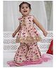 Little Bansi Cotton Woven Sleeveless Floral Printed Gota Lace Embellished Kurti Sharara With Dupatta Set - Peach