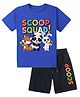 KAVEE Pure Cotton Knit Half Sleeves Scoop Squad Text Printed Biowashed Tee & Shorts Set - Royal Blue & Black