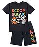 KAVEE Pure Cotton Knit Half Sleeves Scoop Squad Text Printed Biowashed Tee & Shorts Set - Black