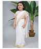 Little Bansi Silk Woven Zari Embroidered Saree With Half Sleeves Blouse for Onam - Cream