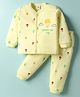 Mini Donuts Sinker Knit Full Sleeves Co-ord Night Suit with Hot Air Balloon Print - Light Yellow