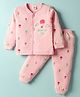Mini Donuts Sinker Knit Full Sleeves Co-ord Night Suit with Hot Air Balloon Print - Peach