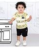 BAD BOYS Cotton Woven Half Sleeves Typography Printed Shirt With Shorts Set - Yellow