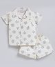 Snuggly MONKEY Cambric Woven Half Sleeves Baby Animals Printed Coordinating Shirt & Shorts Set - Cream