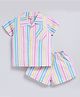 Snuggly MONKEY Poplin Woven Half Sleeves Striped Coordinating Shirt & Shorts Set - Multi Colour