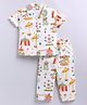 Snuggly MONKEY Cotton Jersey Knit Half Sleeves Fun Fair Theme Printed Coordinating Night Suit Set - Cream