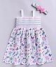 Snuggly MONKEY Poplin Woven Sleeveless Floral & Butterflies Printed Smocked Dress & Headband - White