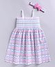 Snuggly MONKEY Poplin Woven Sleeveless Hearts & Chevron Printed Smocked Dress & Headband - White