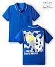 Arias Cotton Knit Half Sleeves Polo T-Shirt With Radiate Positivity Text Print at the Back - Blue